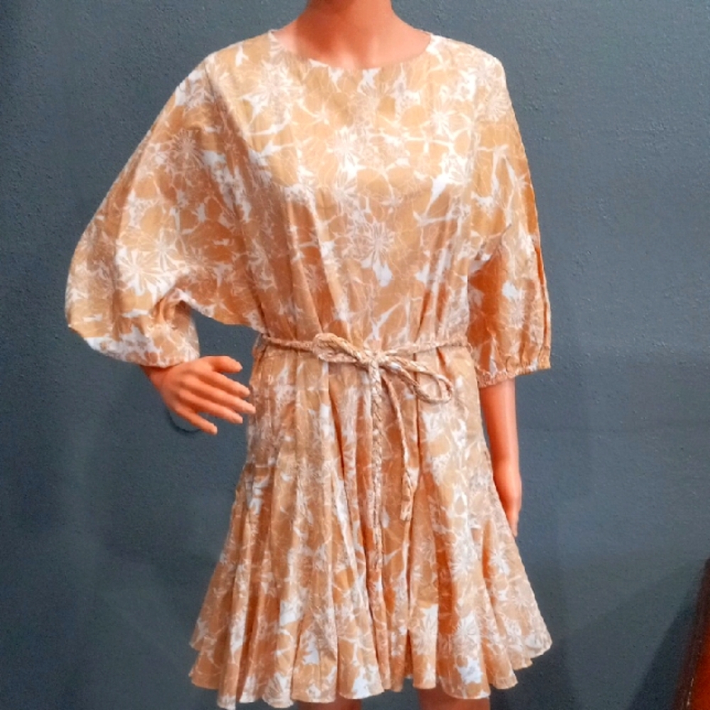Aakaa Women's Chic Yellow Floral Mini Dress Size M